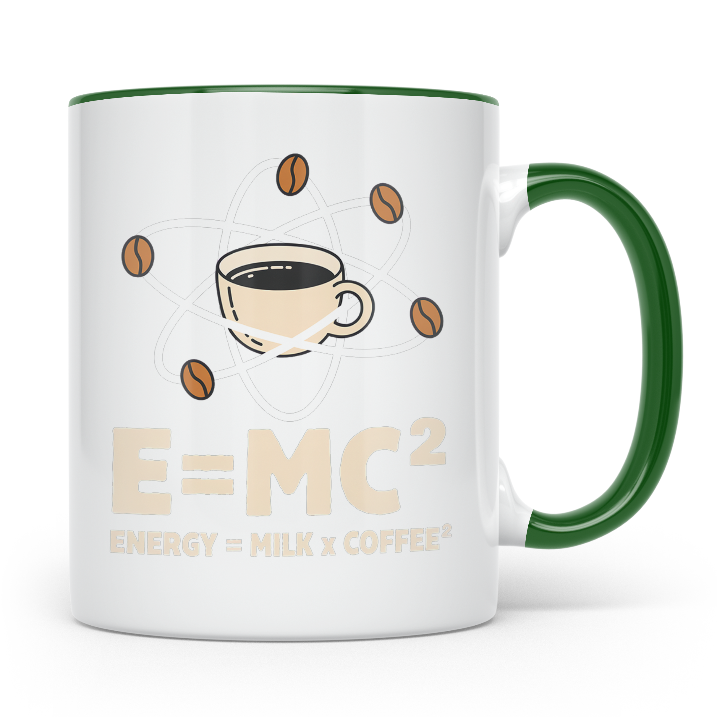 Kaffee Tasse E=MC² Energy Milk Coffee² Lustiger Spruch für P – Grün [farbe:grün]