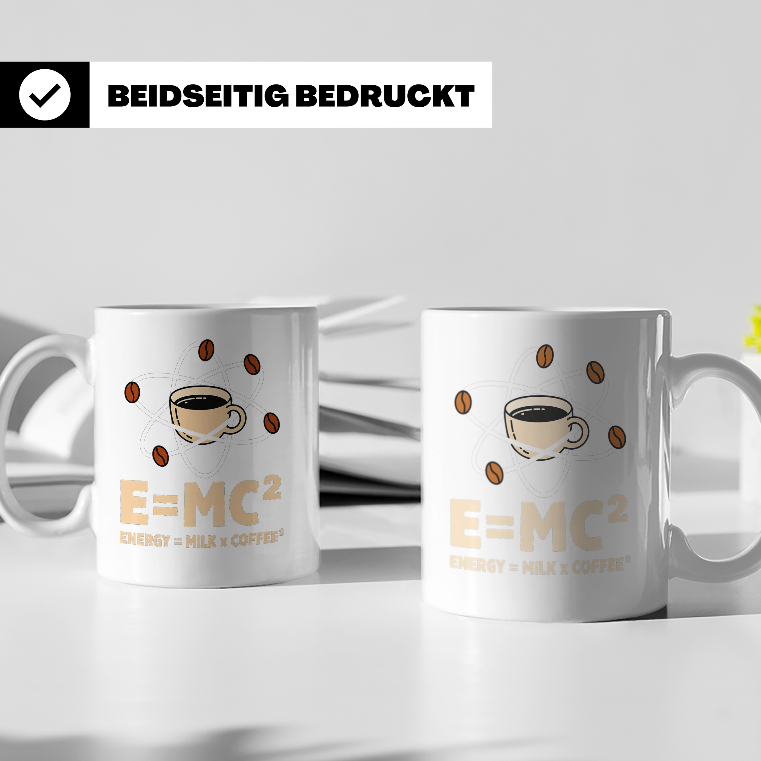 Kaffee Tasse E=MC² Energy Milk Coffee² Lustiger Spruch für P – Weiß [farbe:weiß]
