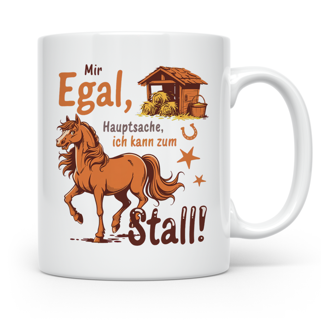 Pferde Tasse Spruch Mir Egal Hauptsache Stall | Geschenk Rei – Weiß [farbe:weiß]