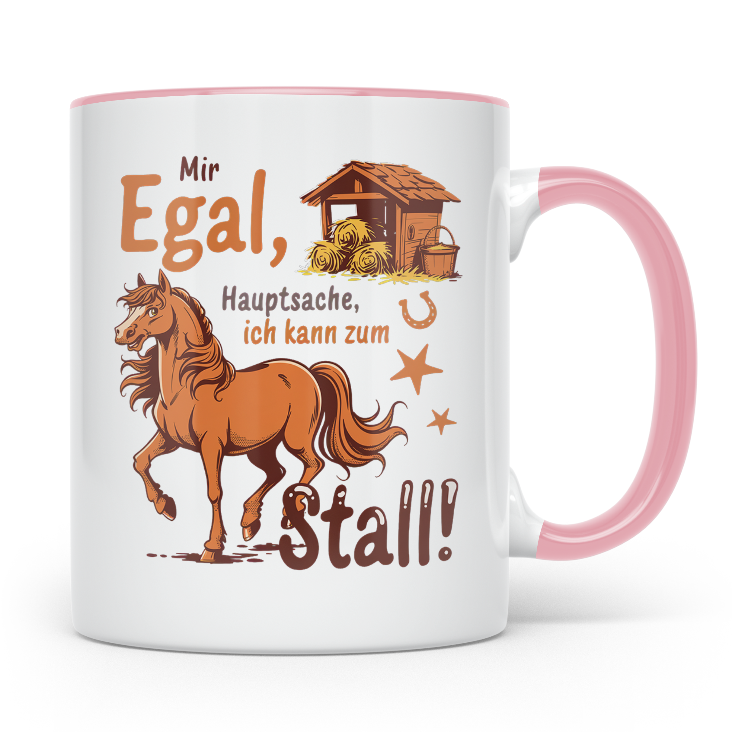 Pferde Tasse Spruch Mir Egal Hauptsache Stall | Geschenk Rei – Rosa [farbe:rosa]