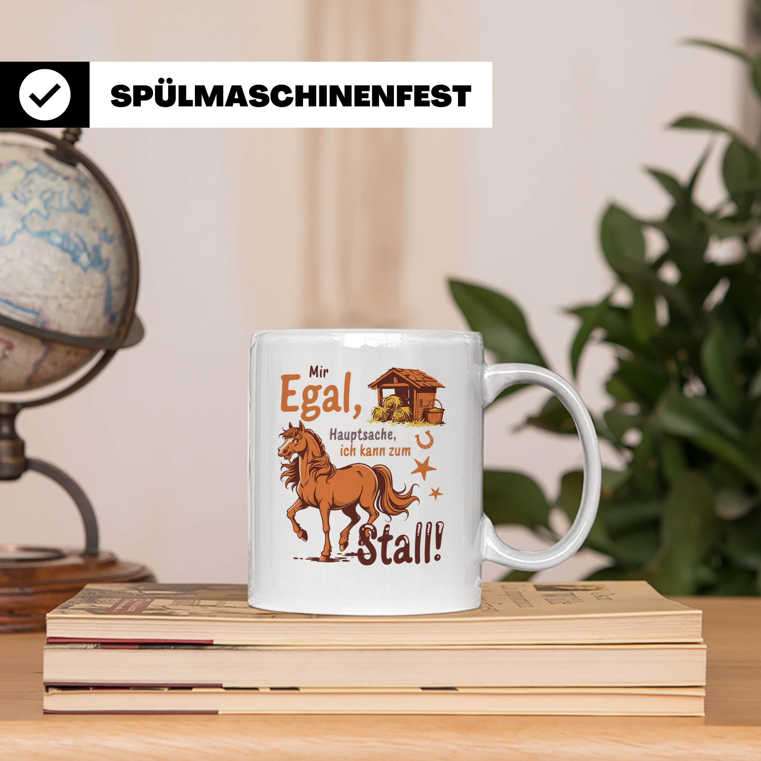 Pferde Tasse Spruch Mir Egal Hauptsache Stall | Geschenk Rei – Weiß [farbe:weiß]