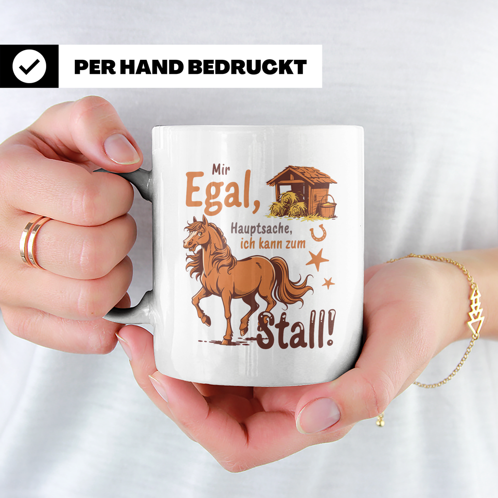 Pferde Tasse Spruch Mir Egal Hauptsache Stall | Geschenk Rei – Weiß [farbe:weiß]