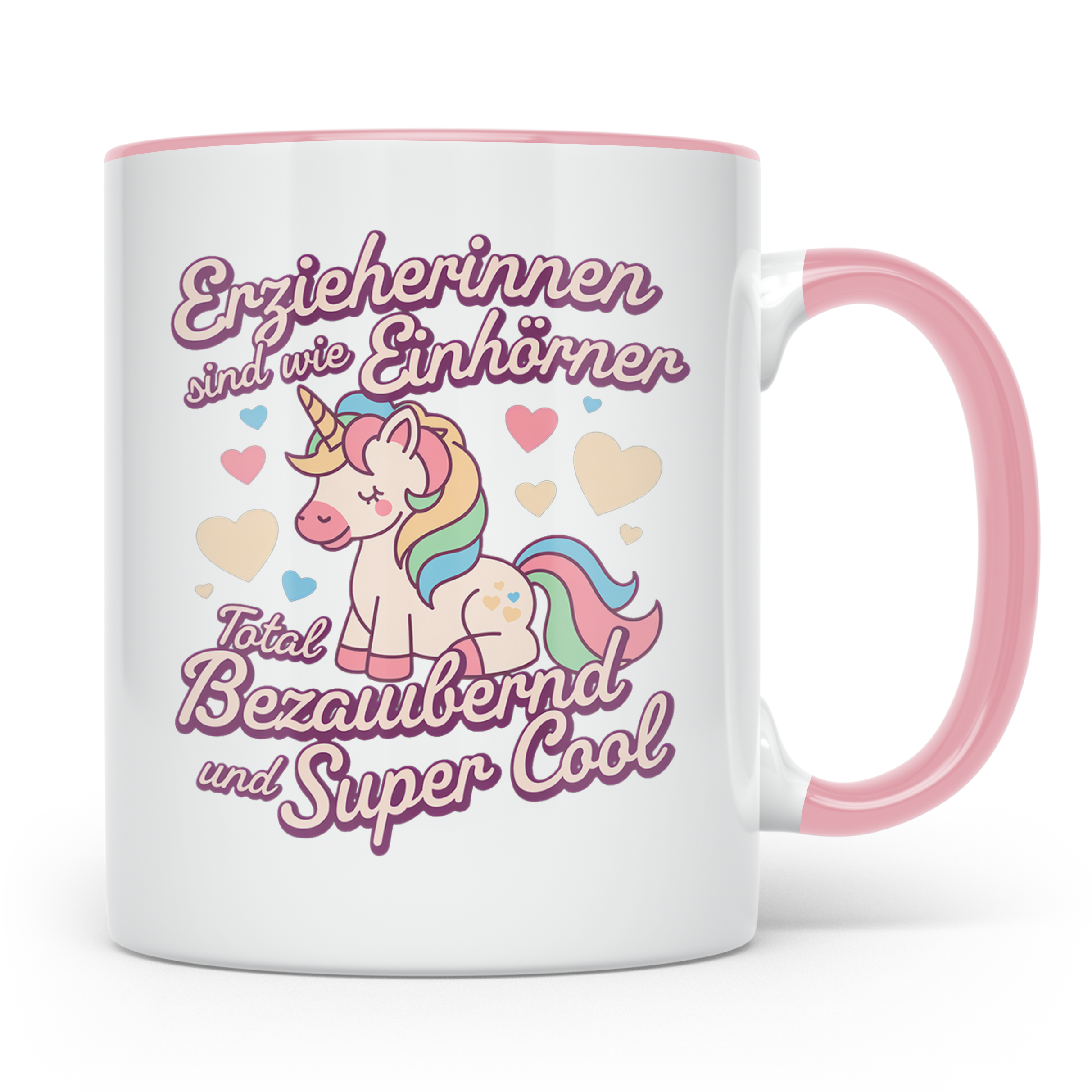 Erzieherin Tasse Einhorn Spruch Geschenkidee Dankeschön für  – Rosa [farbe:rosa]