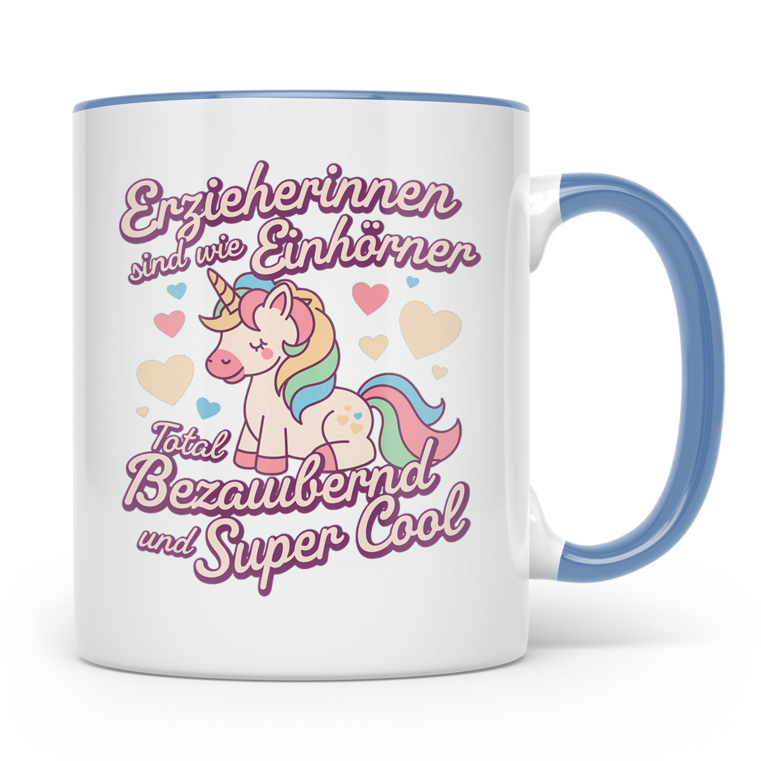 Erzieherin Tasse Einhorn Spruch Geschenkidee Dankeschön für  – Blau [farbe:blau]