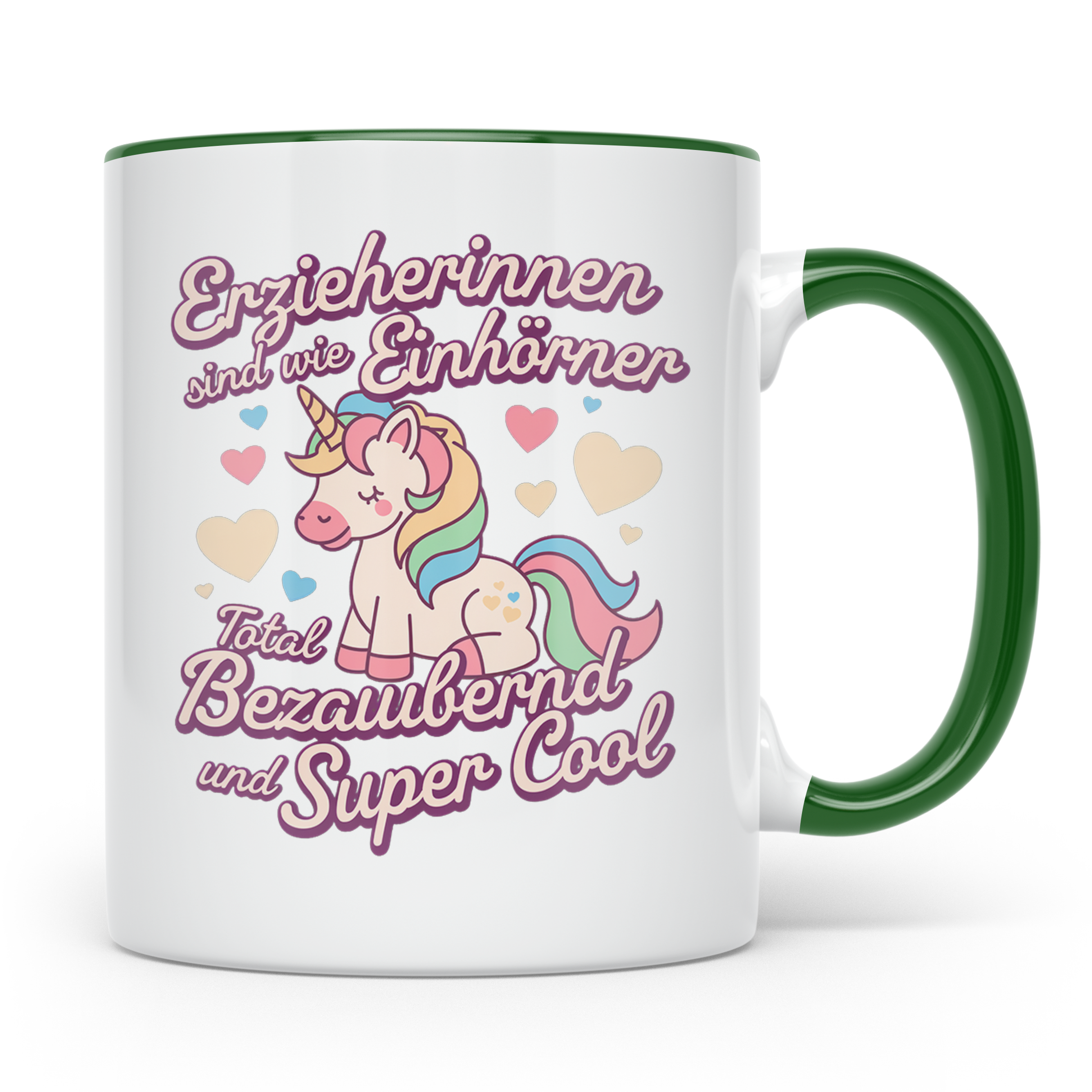 Erzieherin Tasse Einhorn Spruch Geschenkidee Dankeschön für  – Grün [farbe:grün]