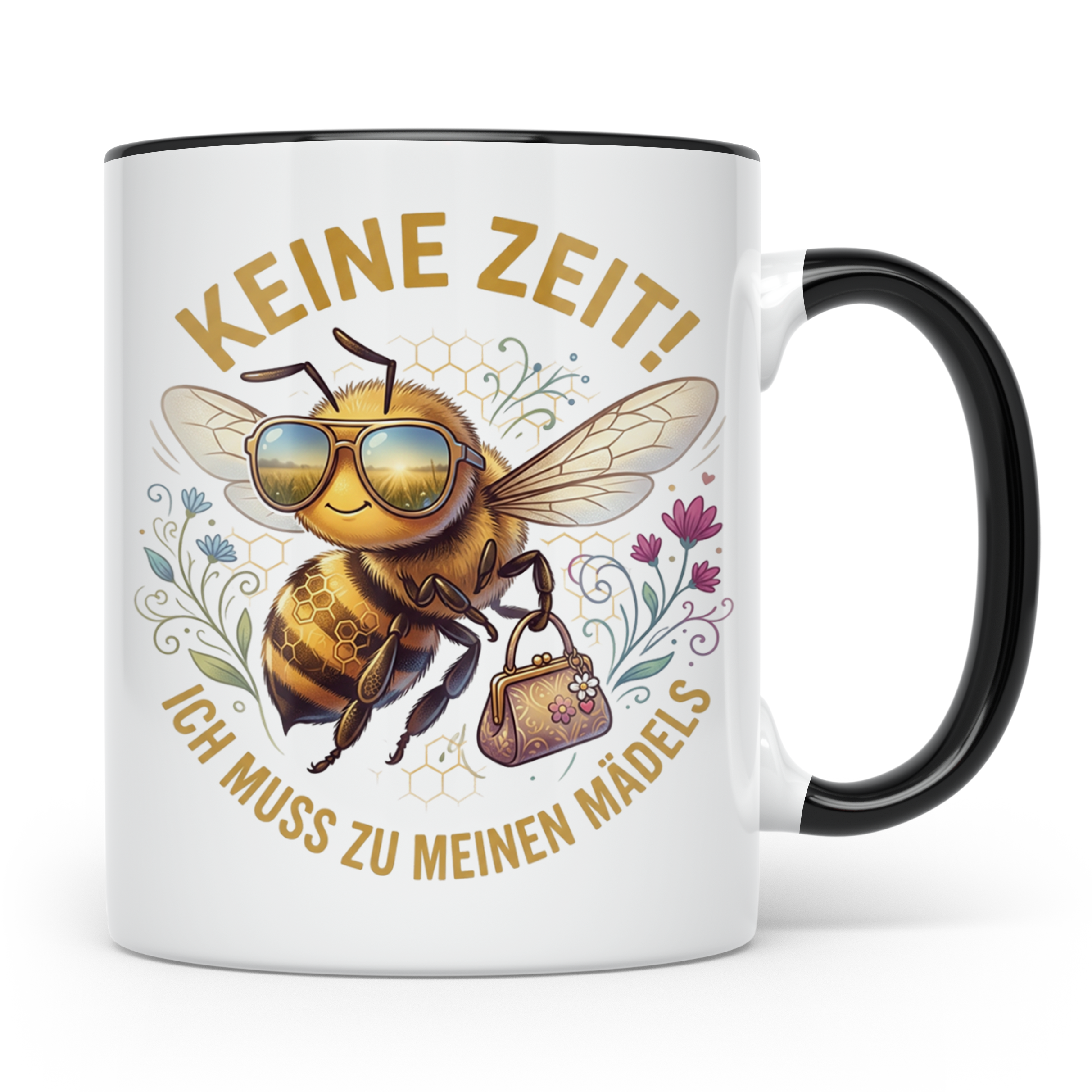Mädelsabend Tasse mit Spruch 'Keine Zeit ich muss zu meinen  – Schwarz [farbe:schwarz]