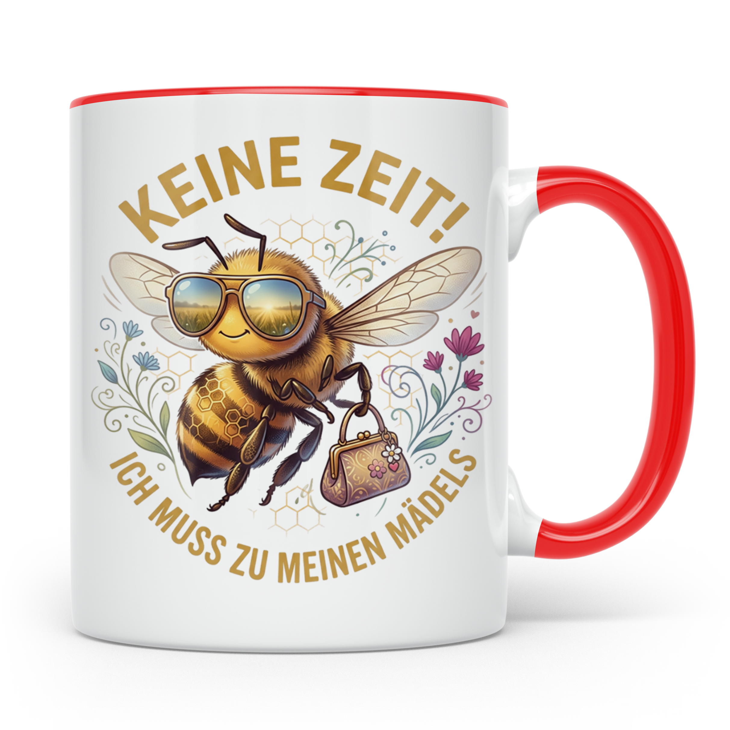 Mädelsabend Tasse mit Spruch 'Keine Zeit ich muss zu meinen  – Rot [farbe:rot]