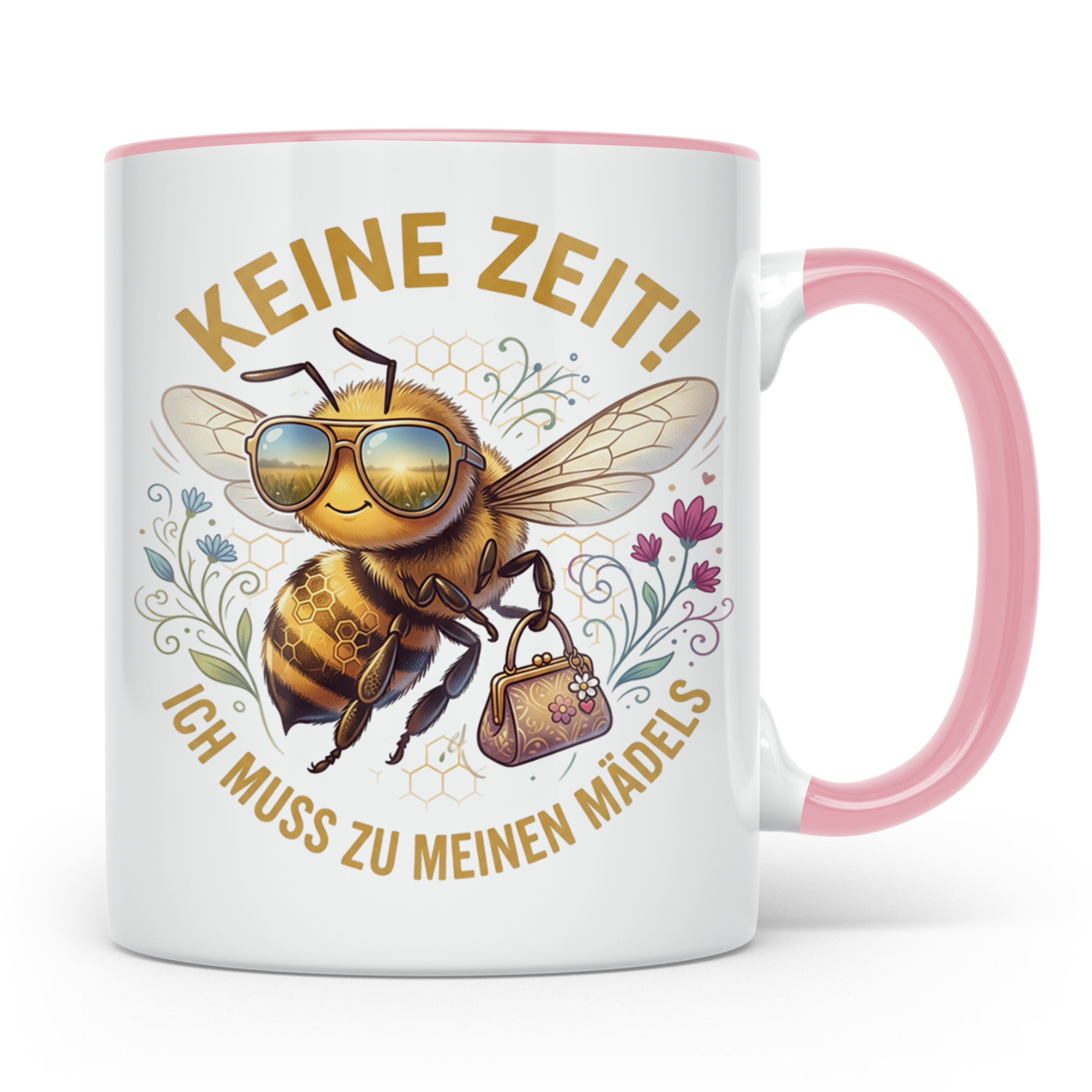 Mädelsabend Tasse mit Spruch 'Keine Zeit ich muss zu meinen  – Rosa [farbe:rosa]