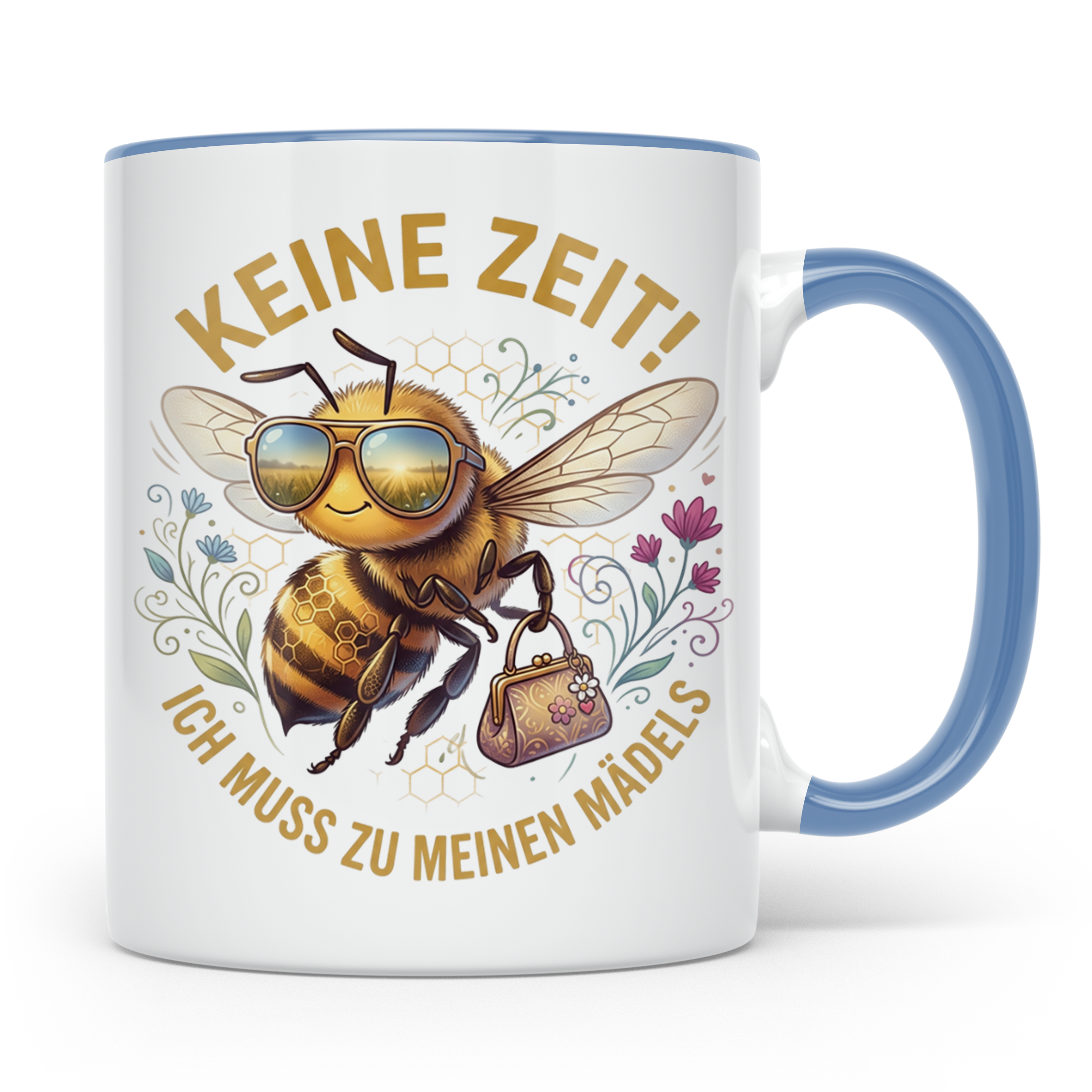 Mädelsabend Tasse mit Spruch 'Keine Zeit ich muss zu meinen  – Blau [farbe:blau]