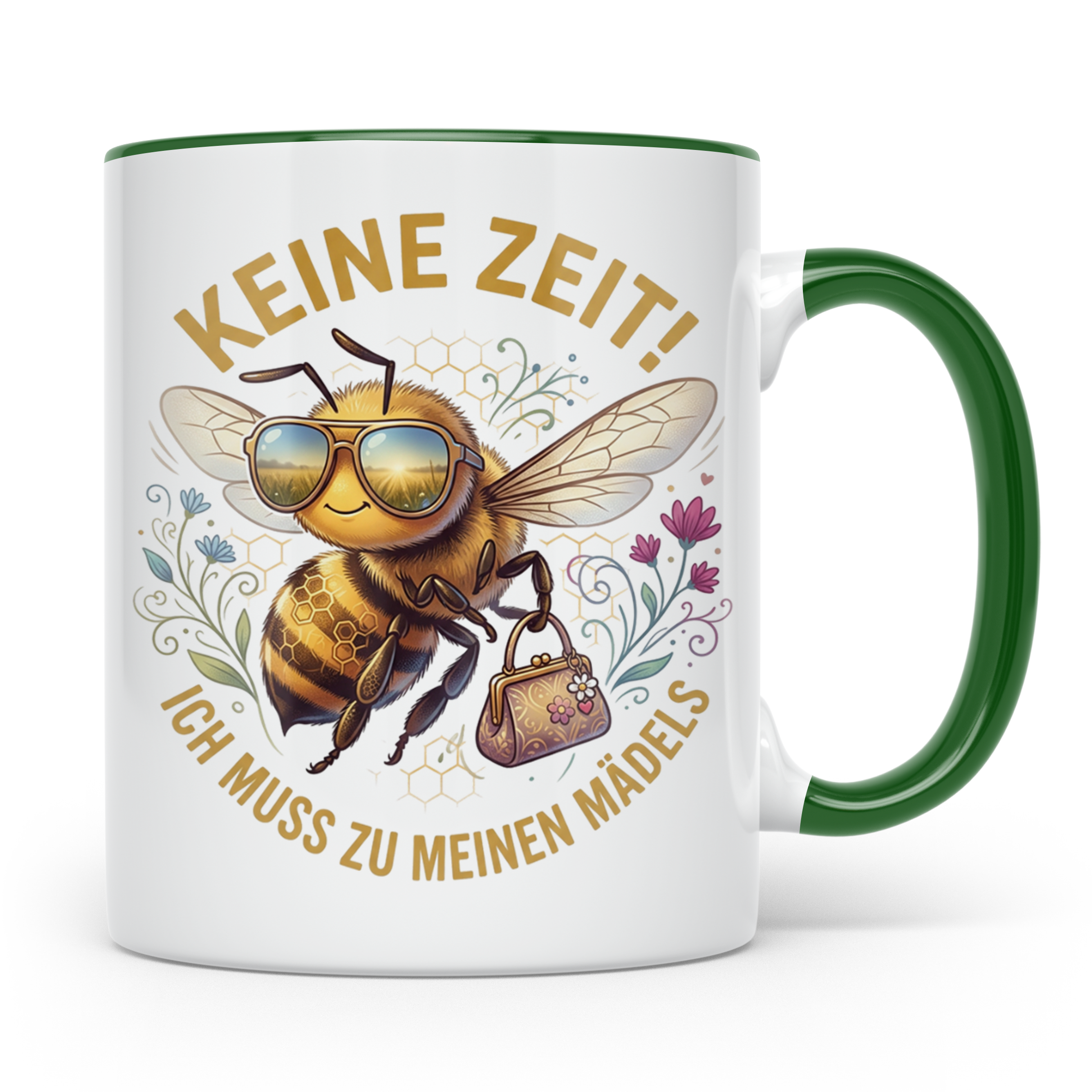 Mädelsabend Tasse mit Spruch 'Keine Zeit ich muss zu meinen  – Grün [farbe:grün]