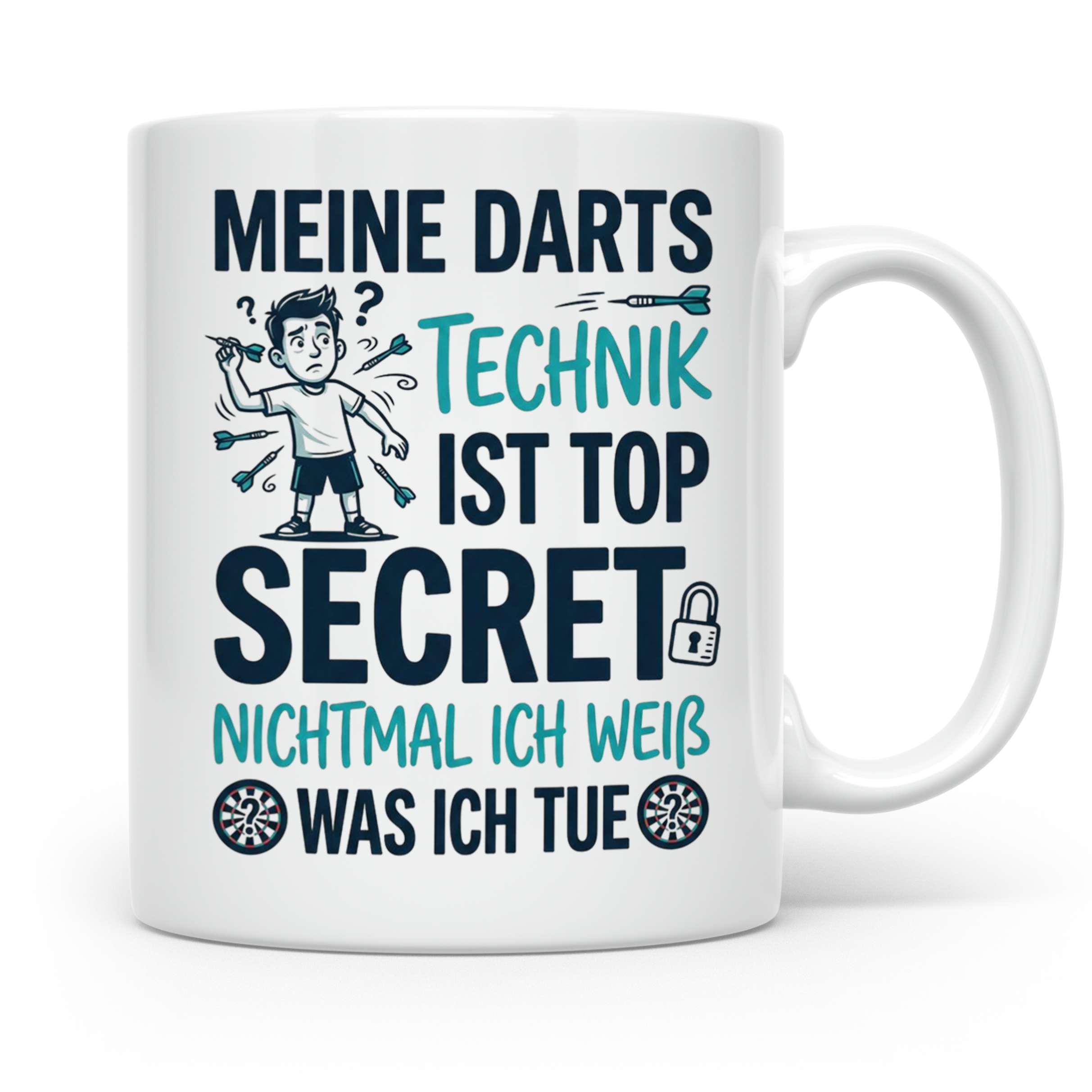 Darts Tasse mit Spruch Meine Technik Top Secret lustig für D – Weiß [farbe:weiß]