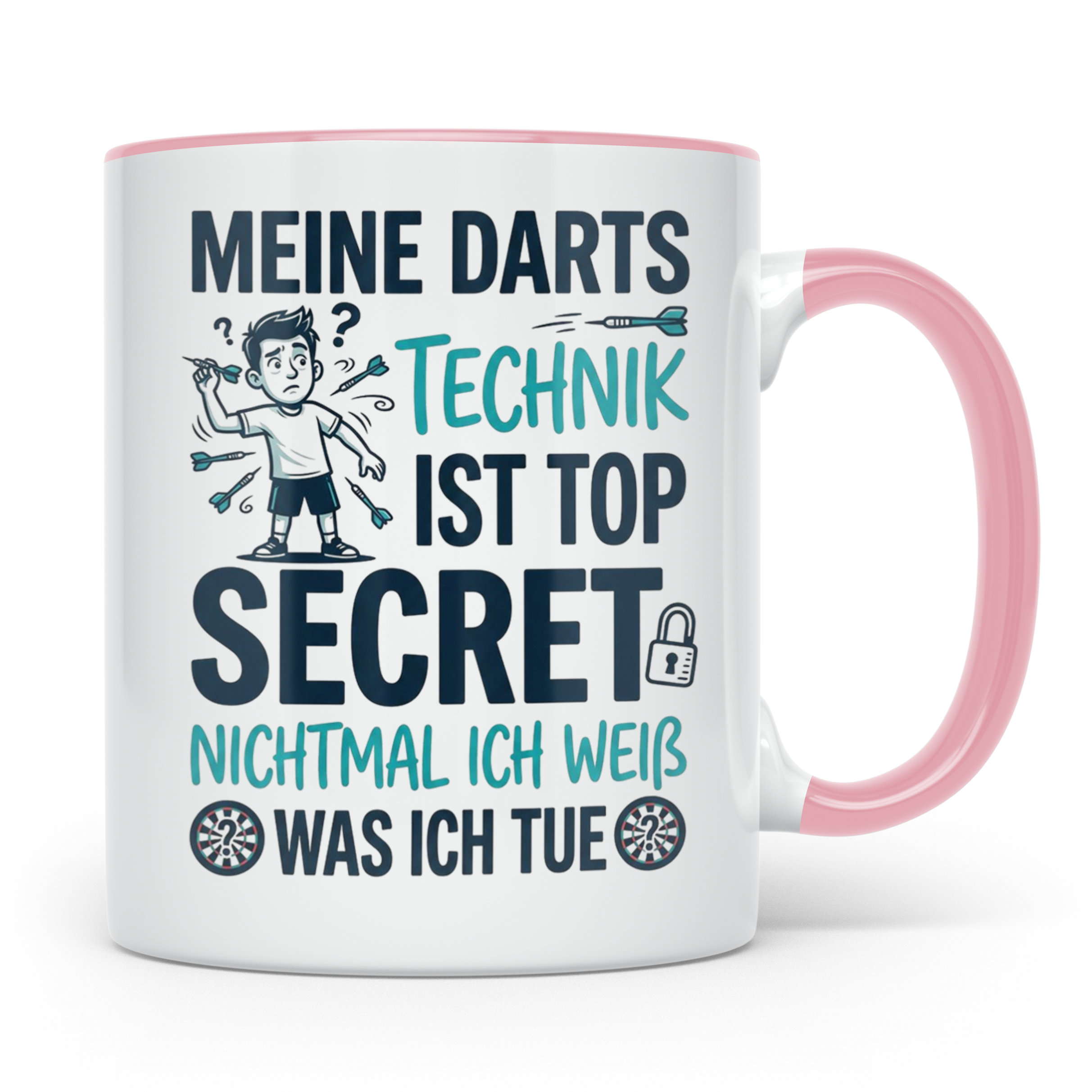 Darts Tasse mit Spruch Meine Technik Top Secret lustig für D – Rosa [farbe:rosa]