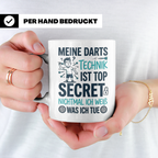 Darts Tasse mit Spruch Meine Technik Top Secret lustig für D – Weiß [farbe:weiß]