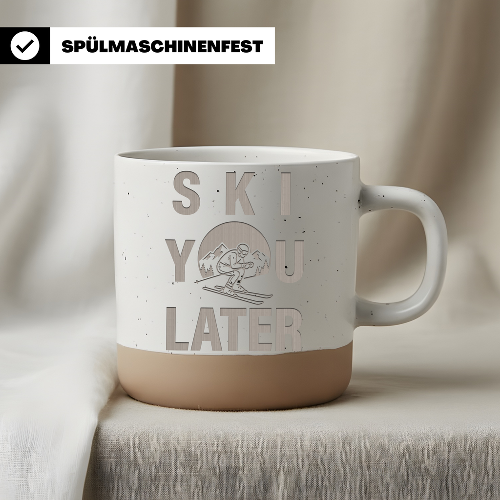 Tasse Skifahren Ski You Later, Skifahrer Becher Keramik, Geschenk Wint – Bild 3