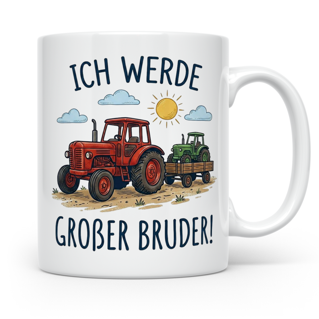 Großer Bruder Traktor Tasse, Ich werde Großer Bruder Geschen – Weiß [farbe:weiß]