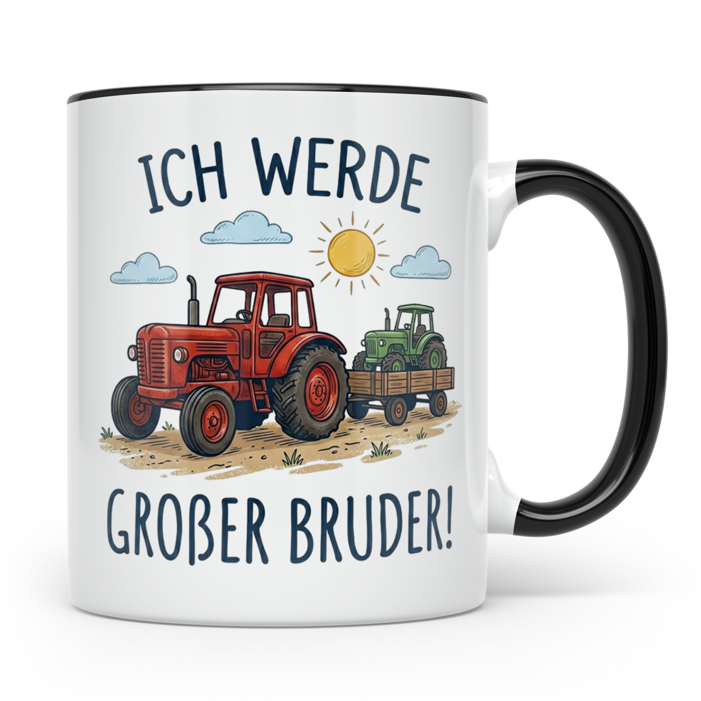 Großer Bruder Traktor Tasse, Ich werde Großer Bruder Geschen – Schwarz [farbe:schwarz]