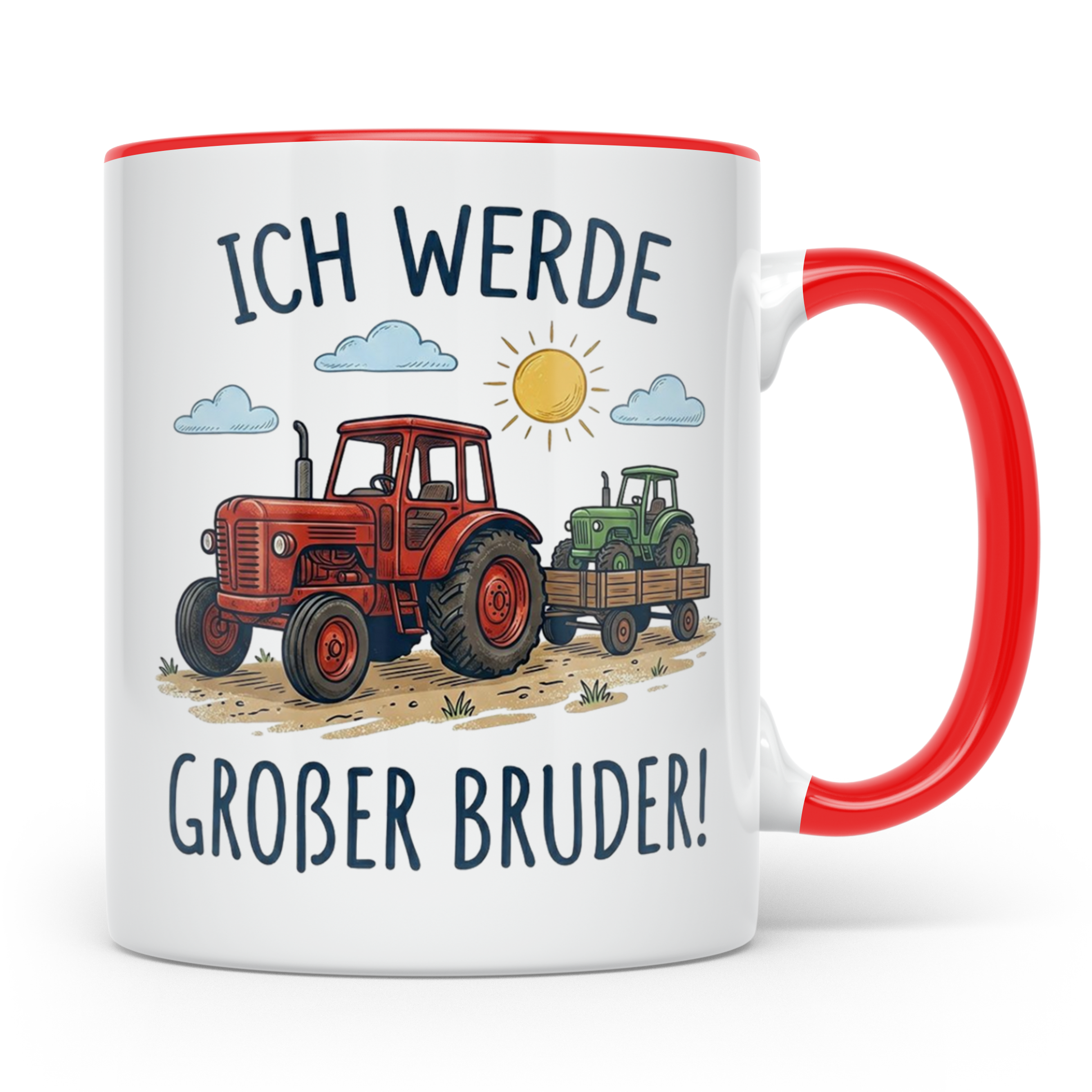 Großer Bruder Traktor Tasse, Ich werde Großer Bruder Geschen – Rot [farbe:rot]
