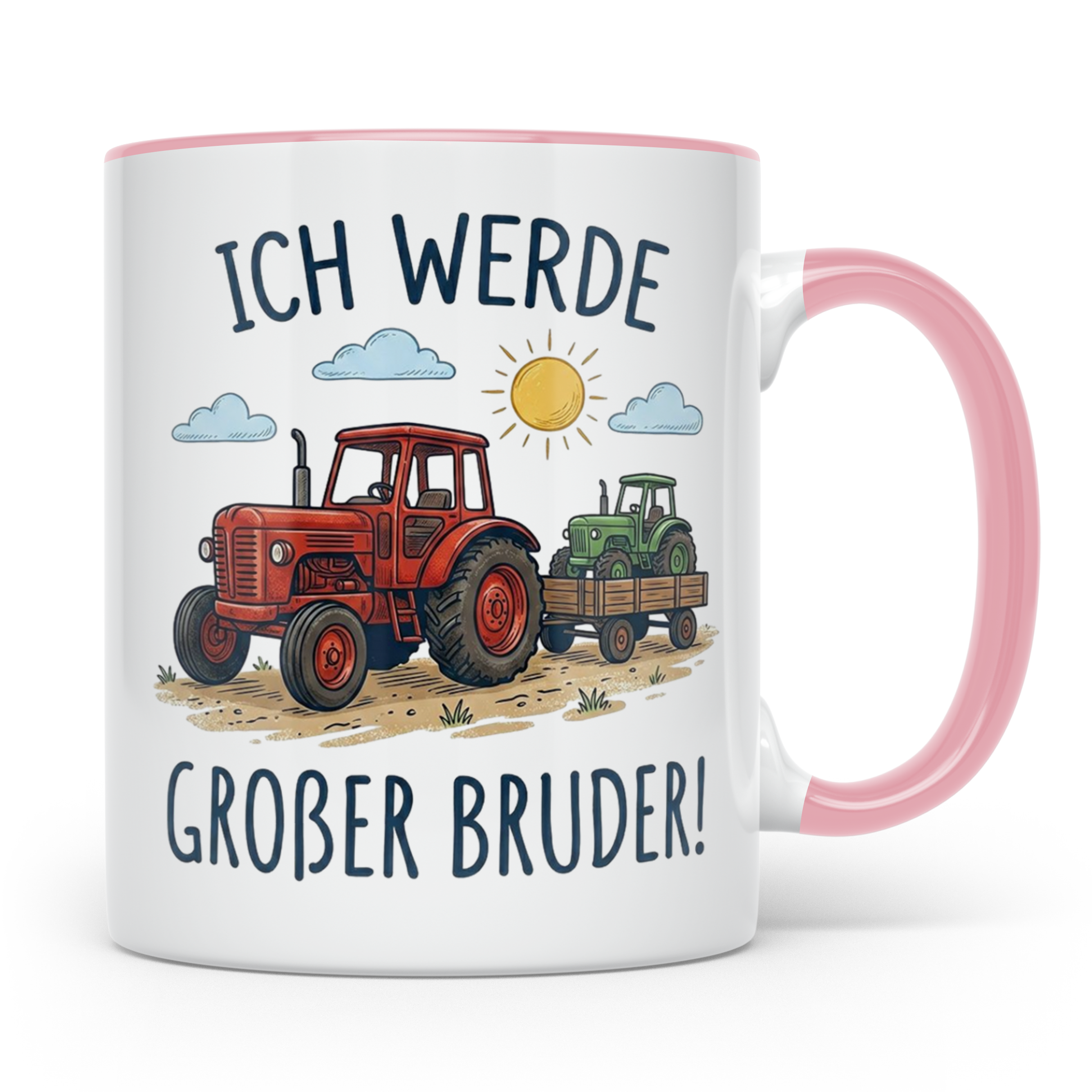 Großer Bruder Traktor Tasse, Ich werde Großer Bruder Geschen – Rosa [farbe:rosa]