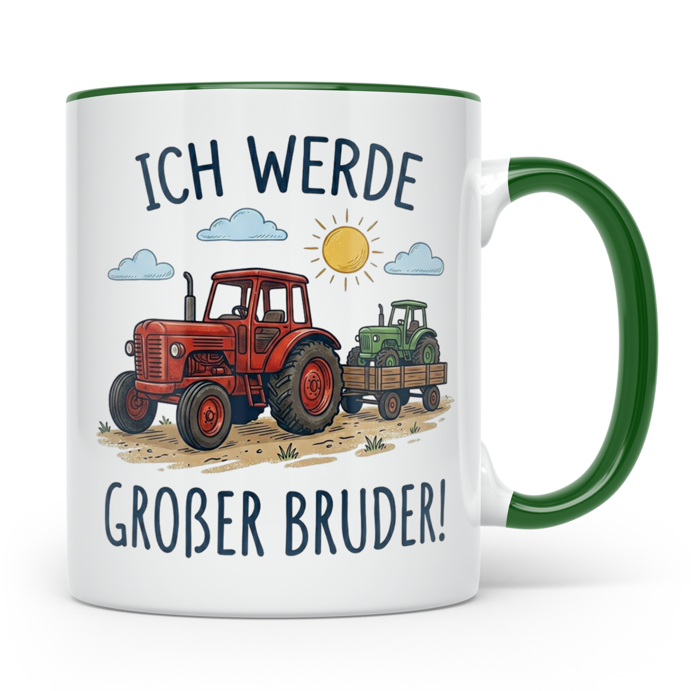 Großer Bruder Traktor Tasse, Ich werde Großer Bruder Geschen – Grün [farbe:grün]