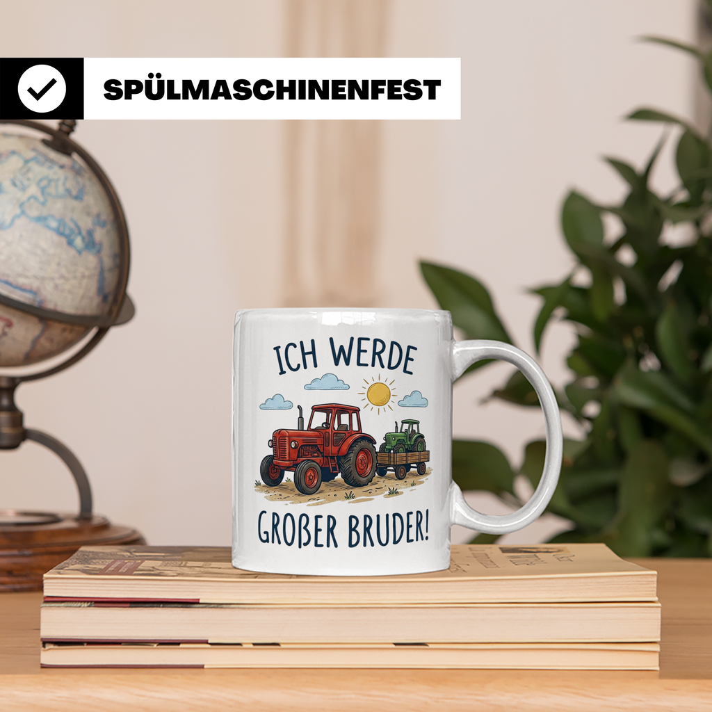 Großer Bruder Traktor Tasse, Ich werde Großer Bruder Geschen – Weiß [farbe:weiß]