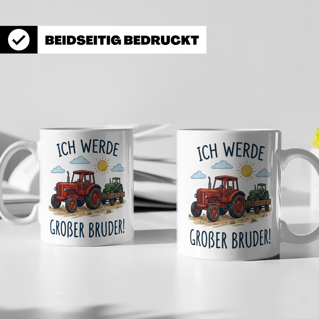 Großer Bruder Traktor Tasse, Ich werde Großer Bruder Geschen – Weiß [farbe:weiß]