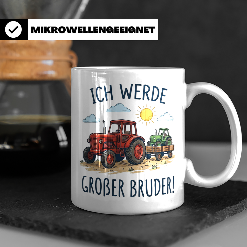 Großer Bruder Traktor Tasse, Ich werde Großer Bruder Geschen – Weiß [farbe:weiß]
