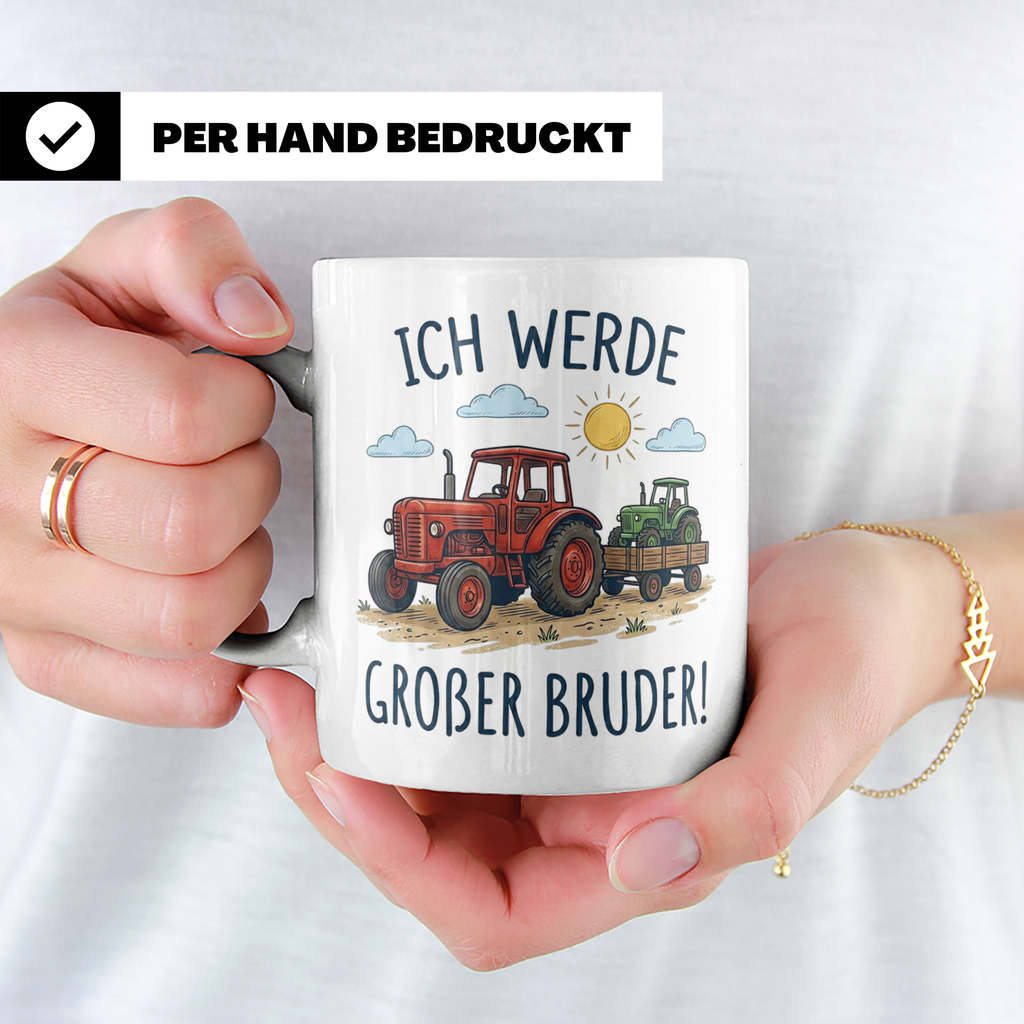 Großer Bruder Traktor Tasse, Ich werde Großer Bruder Geschen – Weiß [farbe:weiß]