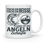 Angler Tasse Hecht Spruch Fischlein Beisse, Lustige Kaffeeta – Weiß [farbe:weiß]
