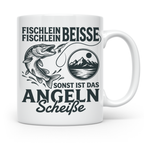 Angler Tasse Hecht Spruch Fischlein Beisse, Lustige Kaffeeta – Weiß [farbe:weiß]