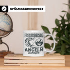 Angler Tasse Hecht Spruch Fischlein Beisse, Lustige Kaffeeta – Weiß [farbe:weiß]