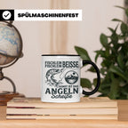 Angler Tasse Hecht Spruch Fischlein Beisse, Lustige Kaffeeta – Schwarz [farbe:schwarz]