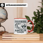 Angler Tasse Hecht Spruch Fischlein Beisse, Lustige Kaffeeta – Rot [farbe:rot]