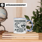 Angler Tasse Hecht Spruch Fischlein Beisse, Lustige Kaffeeta – Blau [farbe:blau]