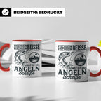 Angler Tasse Hecht Spruch Fischlein Beisse, Lustige Kaffeeta – Rot [farbe:rot]