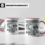 Angler Tasse Hecht Spruch Fischlein Beisse, Lustige Kaffeeta – Rosa [farbe:rosa]