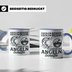 Angler Tasse Hecht Spruch Fischlein Beisse, Lustige Kaffeeta – Blau [farbe:blau]