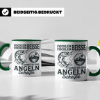Angler Tasse Hecht Spruch Fischlein Beisse, Lustige Kaffeeta – Grün [farbe:grün]