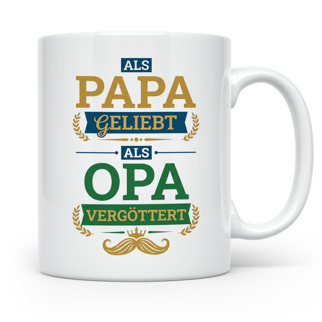 Opa Tasse 'Als Papa geliebt, als Opa vergöttert' Geschenk fü – Weiß [farbe:weiß]