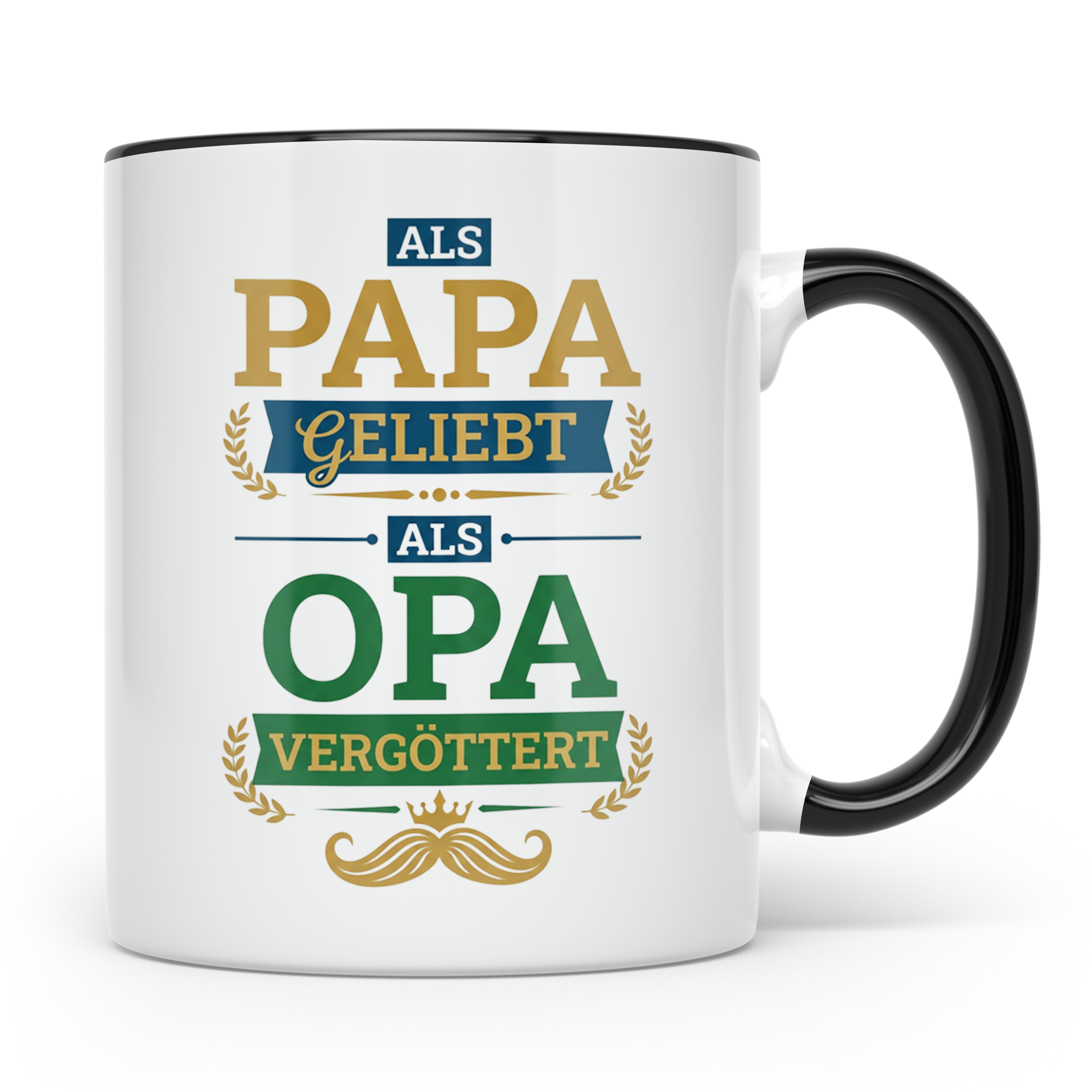 Opa Tasse 'Als Papa geliebt, als Opa vergöttert' Geschenk fü – Schwarz [farbe:schwarz]