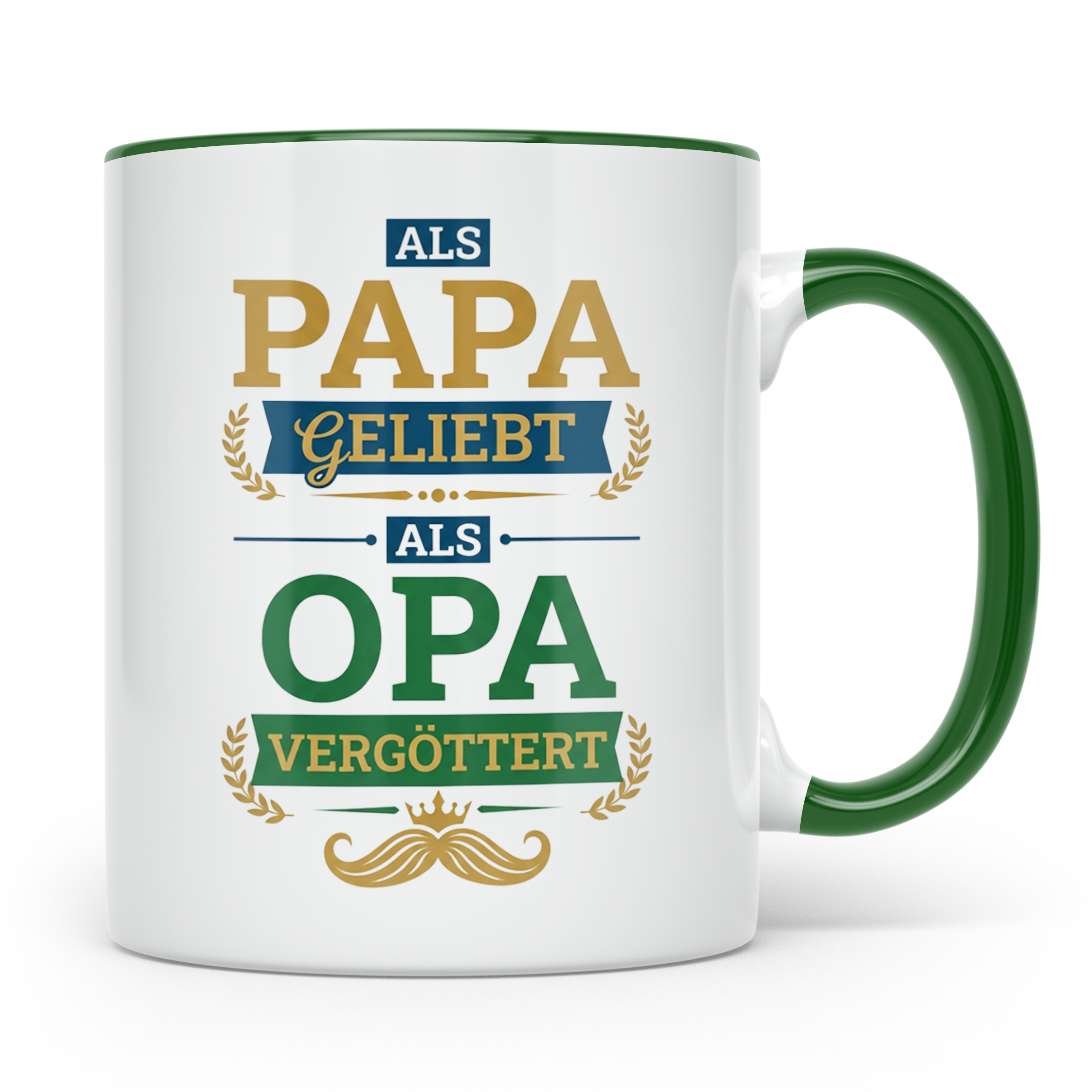 Opa Tasse 'Als Papa geliebt, als Opa vergöttert' Geschenk fü – Grün [farbe:grün]