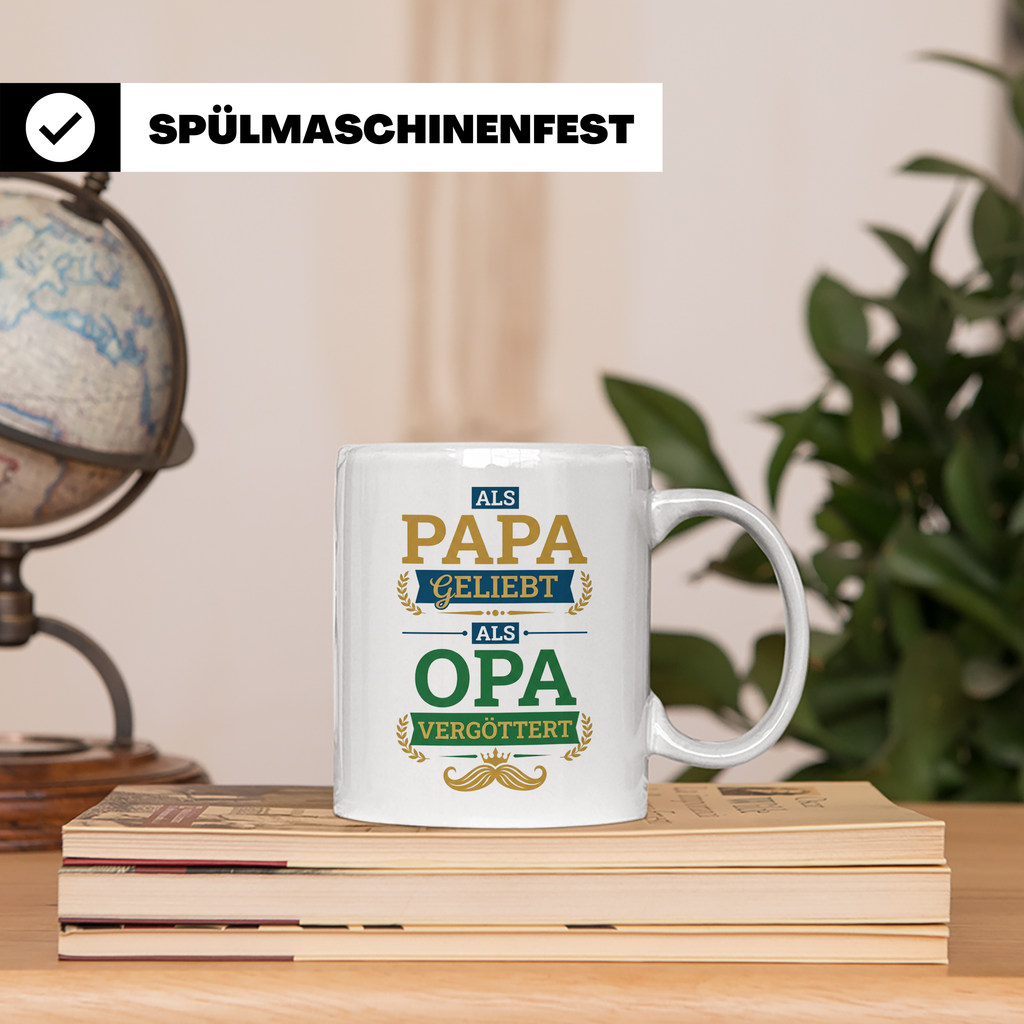 Opa Tasse 'Als Papa geliebt, als Opa vergöttert' Geschenk fü – Weiß [farbe:weiß]