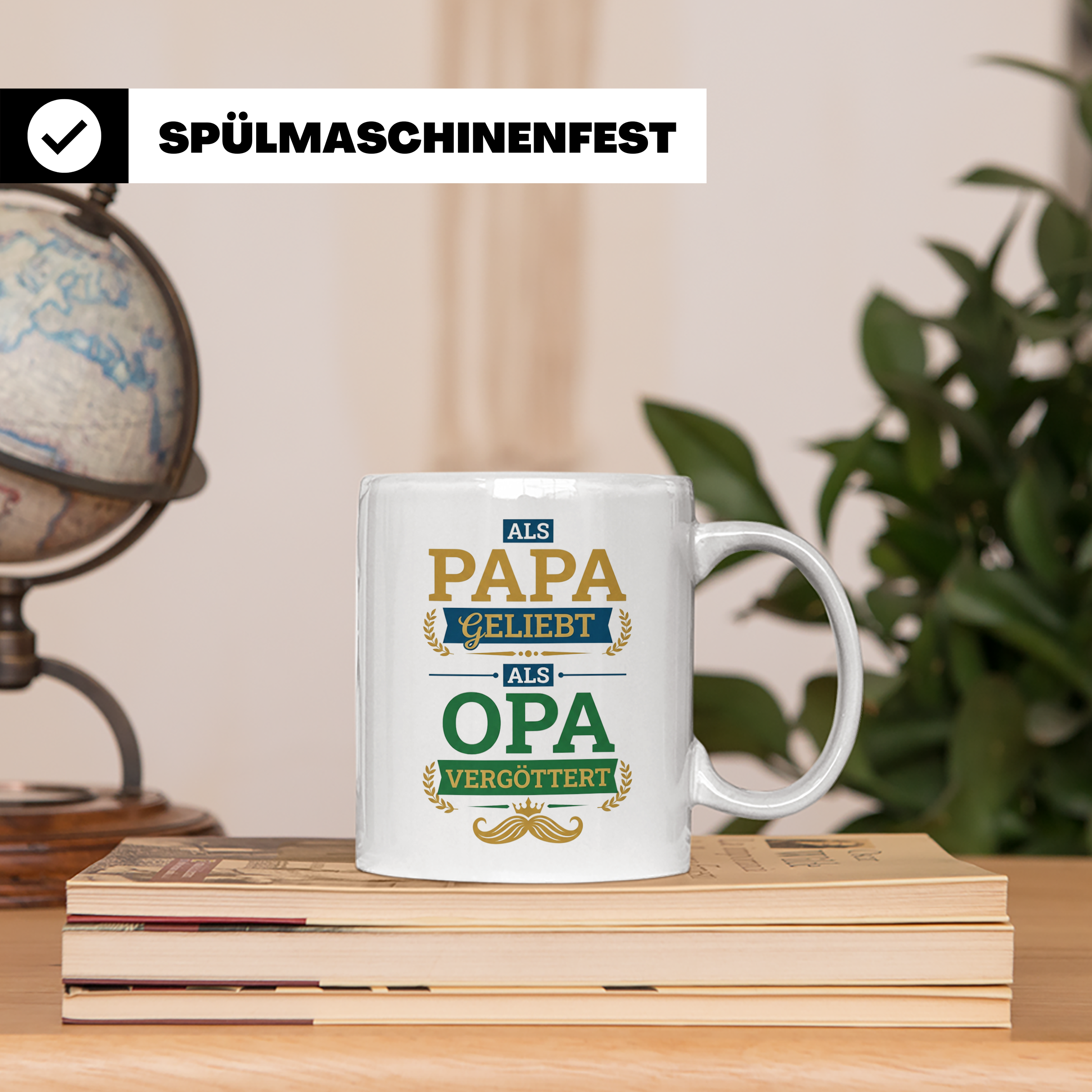 Opa Tasse 'Als Papa geliebt, als Opa vergöttert' Geschenk fü – Weiß [farbe:weiß]