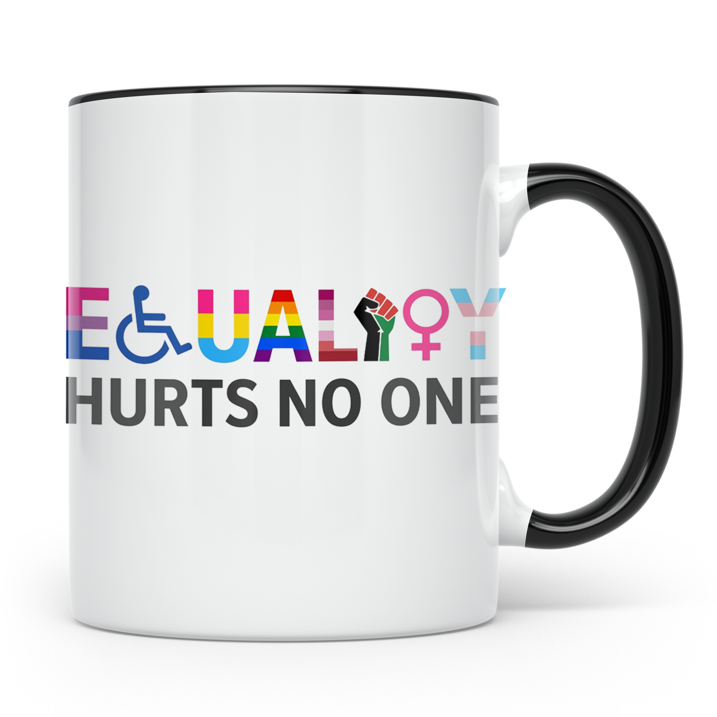 Gleichberechtigung Tasse Equality hurts no one, LGBTQIA+ Pri – Schwarz [farbe:schwarz]