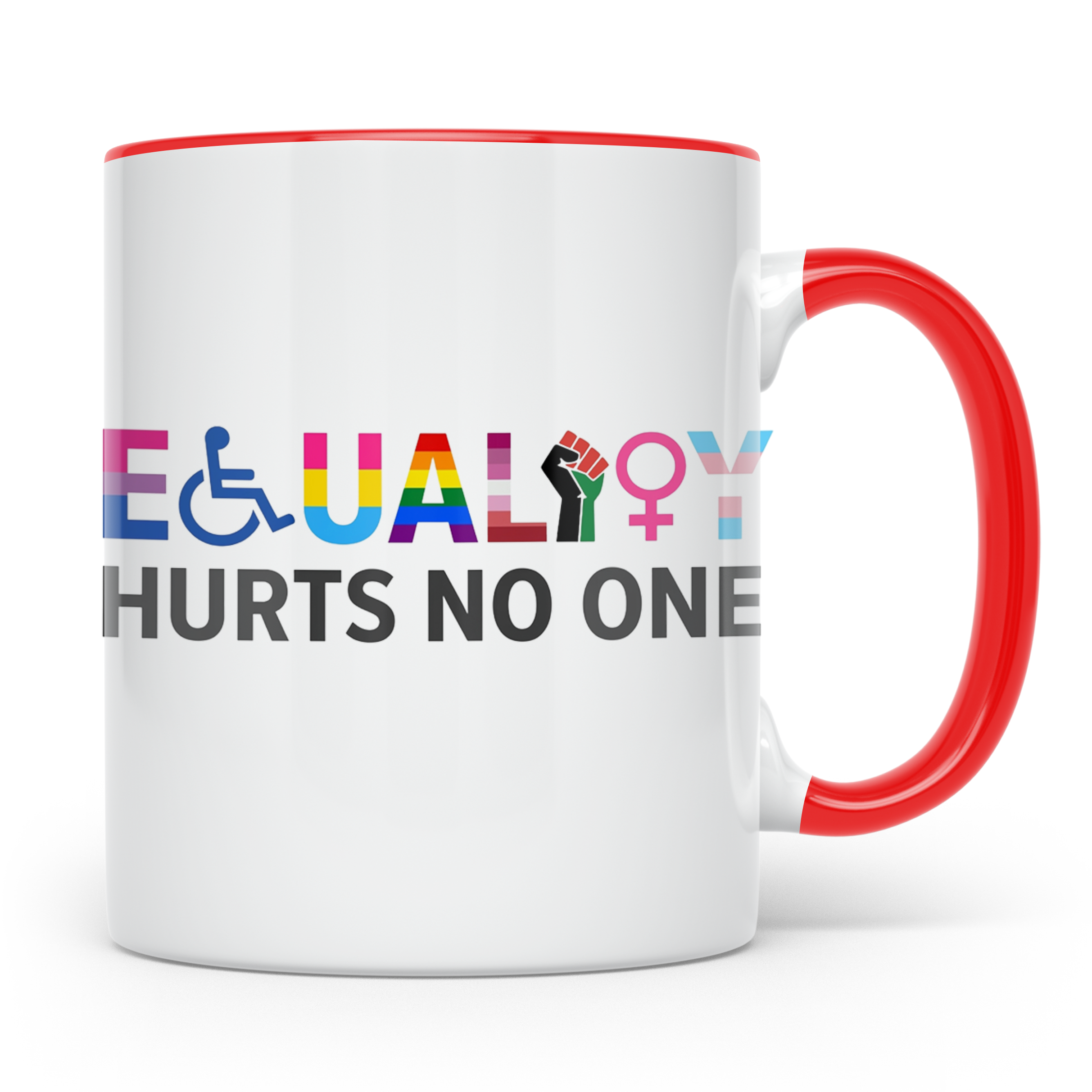 Gleichberechtigung Tasse Equality hurts no one, LGBTQIA+ Pri – Rot [farbe:rot]