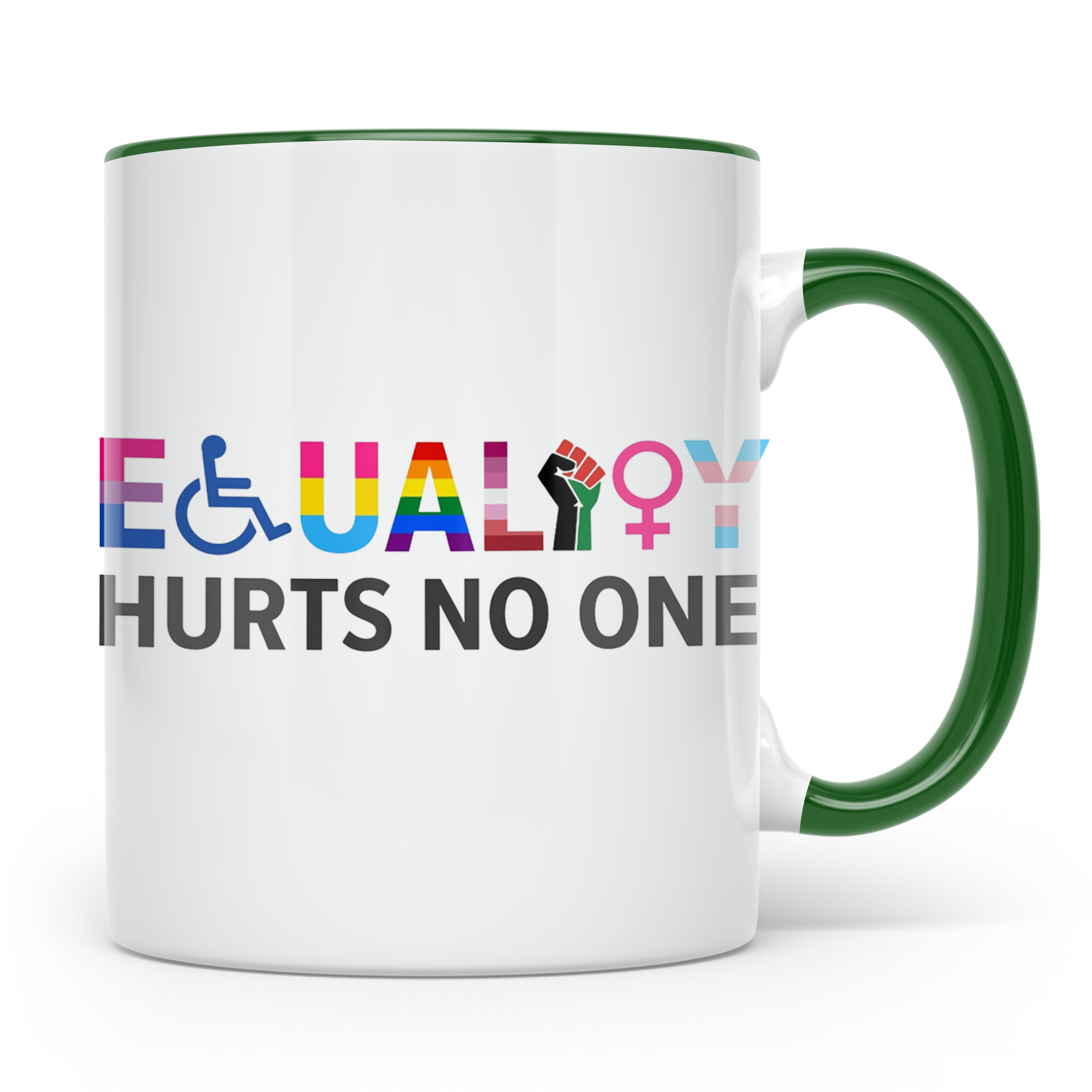 Gleichberechtigung Tasse Equality hurts no one, LGBTQIA+ Pri – Grün [farbe:grün]