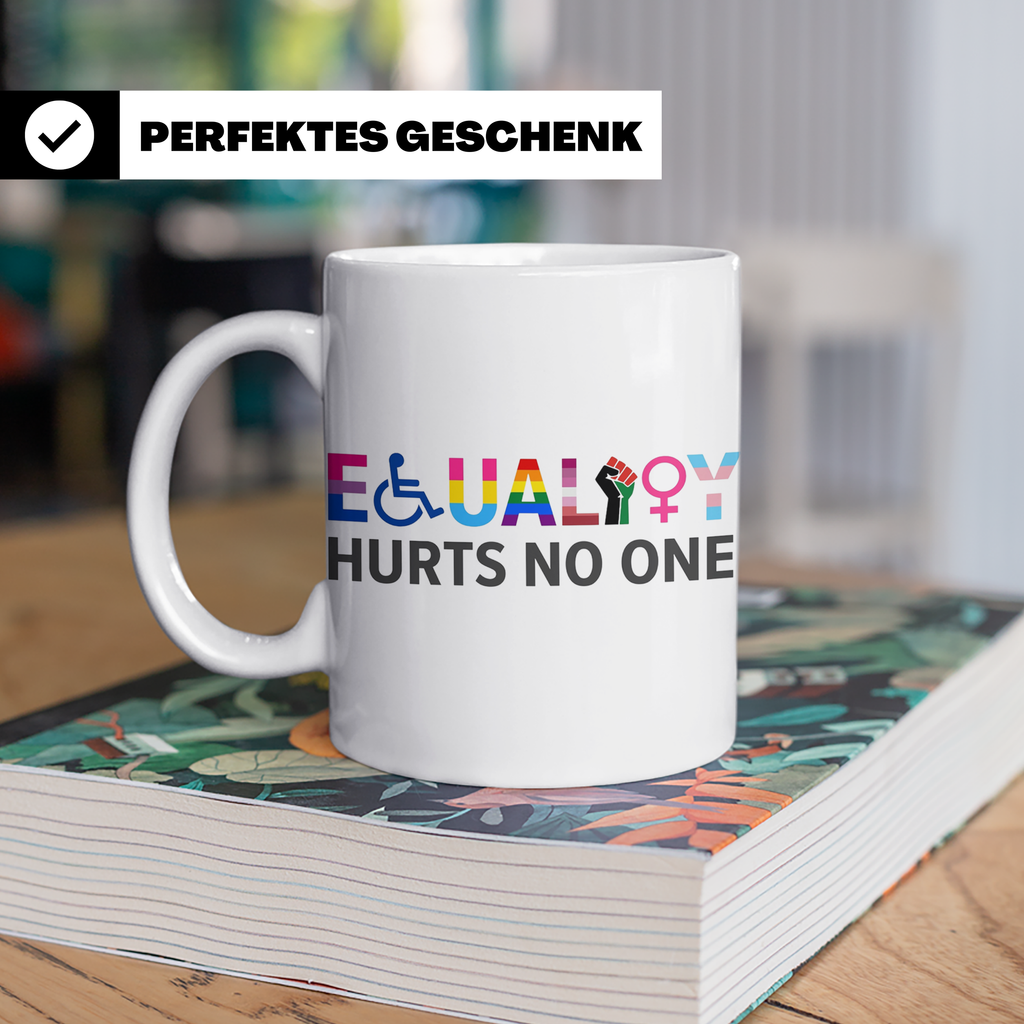 Gleichberechtigung Tasse Equality hurts no one, LGBTQIA+ Pri – Weiß [farbe:weiß]