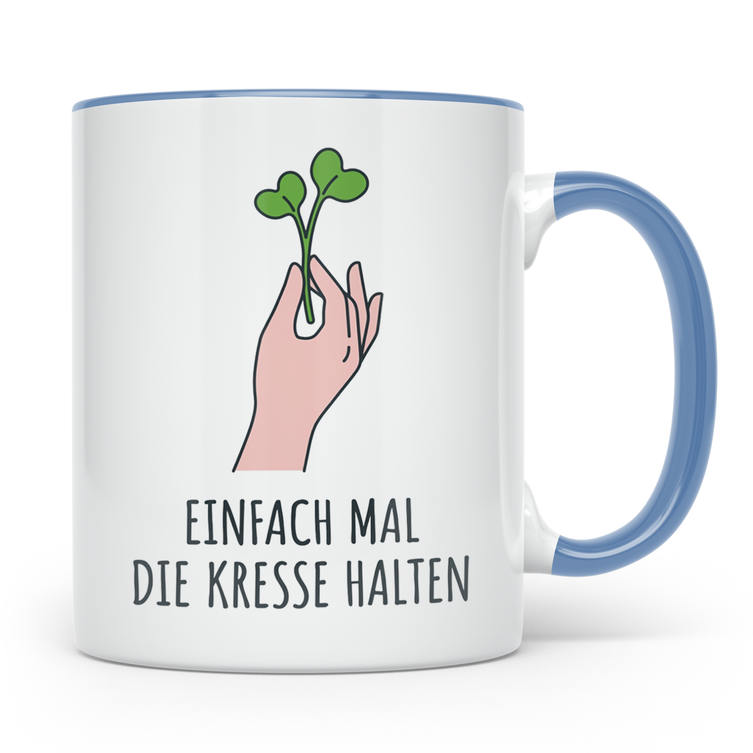 Einfach mal die Kresse halten Tasse | Lustiges Gärtner Gesch – Blau [farbe:blau]