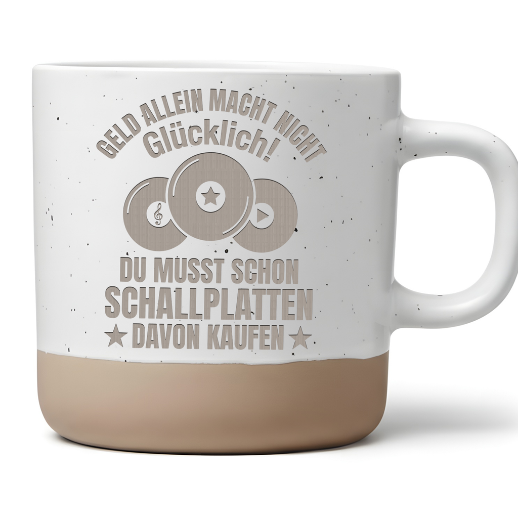 Tasse Geld allein macht nicht glücklich Schallplatten Geschenk Musikli – Bild 1