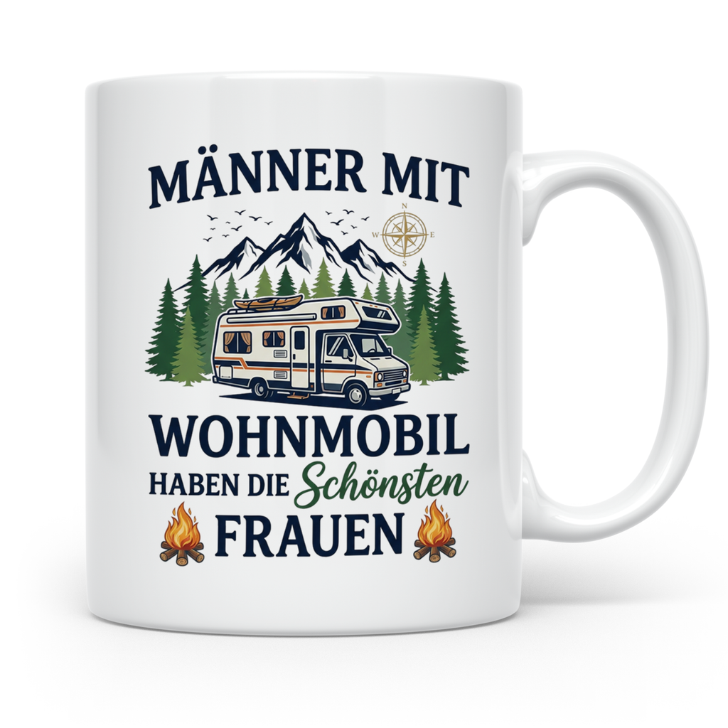 Wohnmobil Tasse Männer mit schönsten Frauen lustiger Spruch  – Weiß [farbe:weiß]