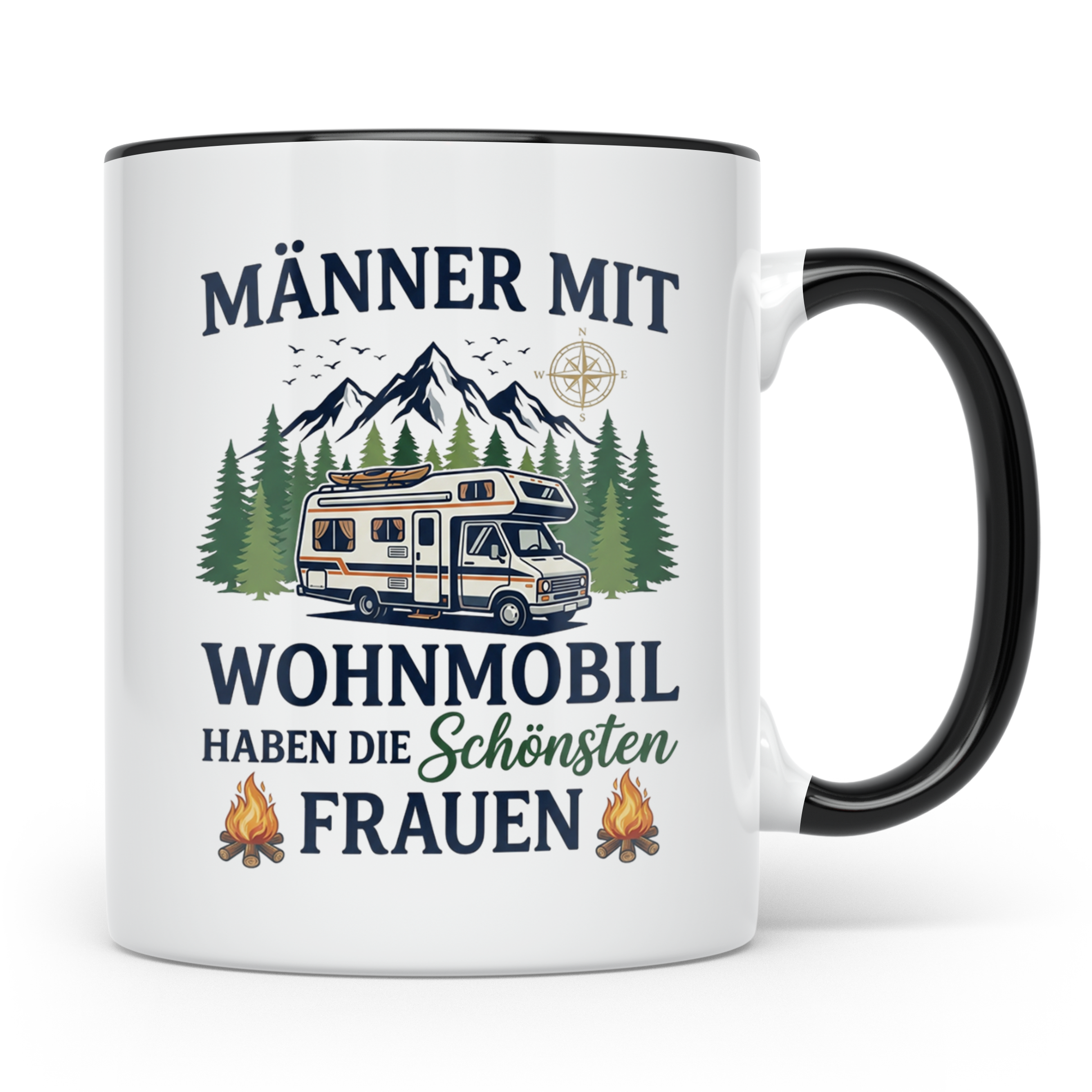 Wohnmobil Tasse Männer mit schönsten Frauen lustiger Spruch  – Schwarz [farbe:schwarz]